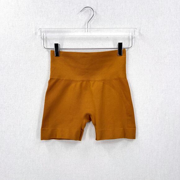 SET ACTIVE Sculptfelx Power Shorts Womens Small Gold Mustard Seamless Stretch - Picture 1 of 12